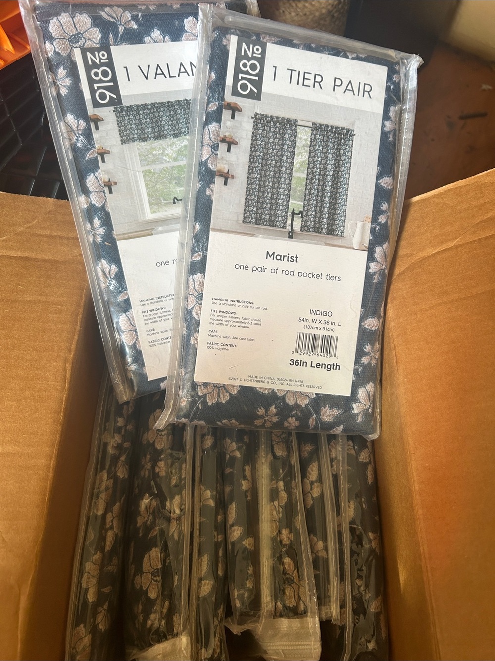 Floral Rod Pocket Tier Pair/valance Curtains